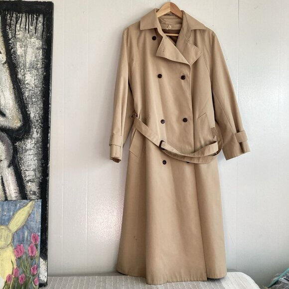 Vtg Etienne Aigner Rain Trench Coat Removable Lining Preppy Academia Office Sz 8 - Picture 1 of 16
